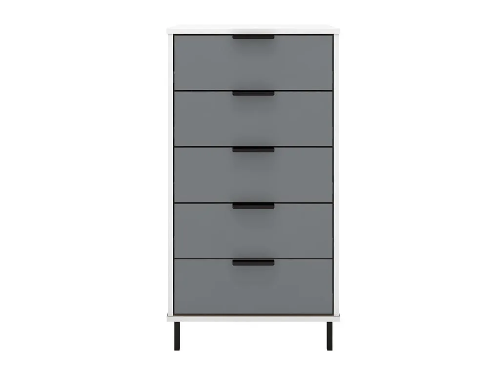 Seconique Seconique Madrid Grey Gloss and White 5 Drawer Chest of Drawers