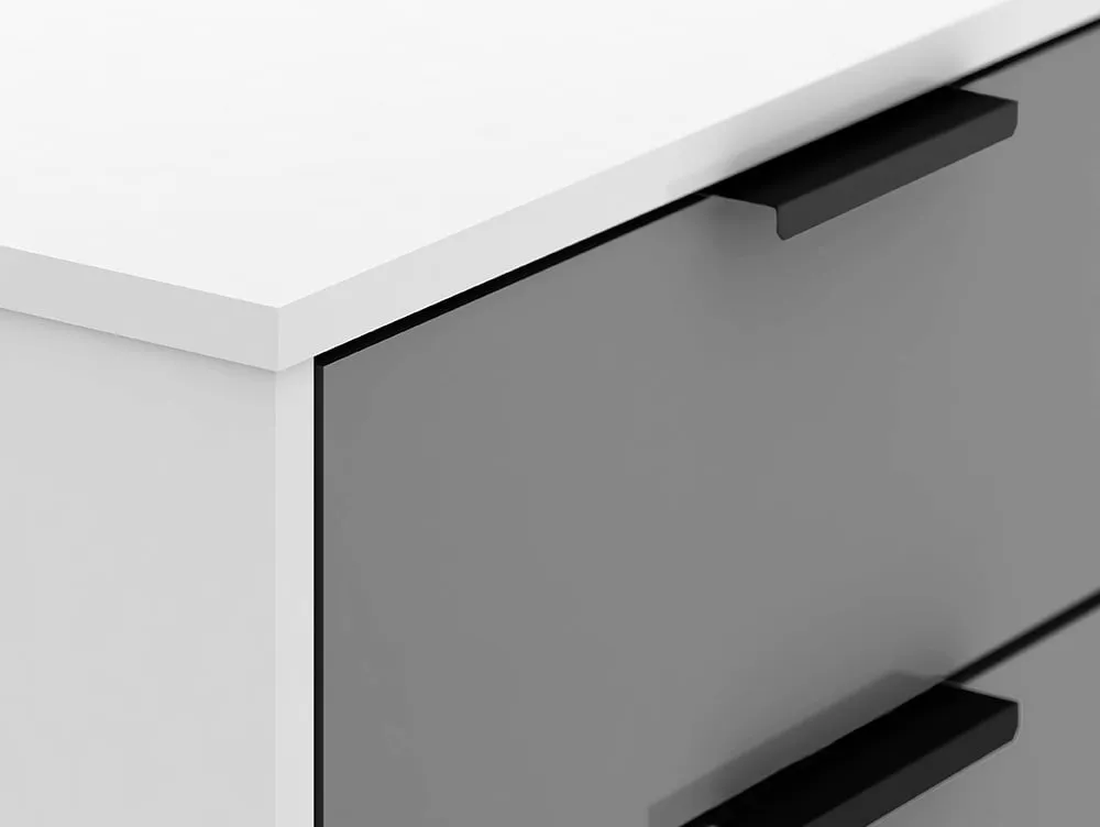 Seconique Seconique Madrid Grey Gloss and White 5 Drawer Chest of Drawers