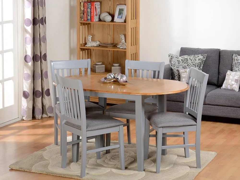 Seconique Seconique Oxford Grey and Oak Extending Dining Table and 4 Chair Set