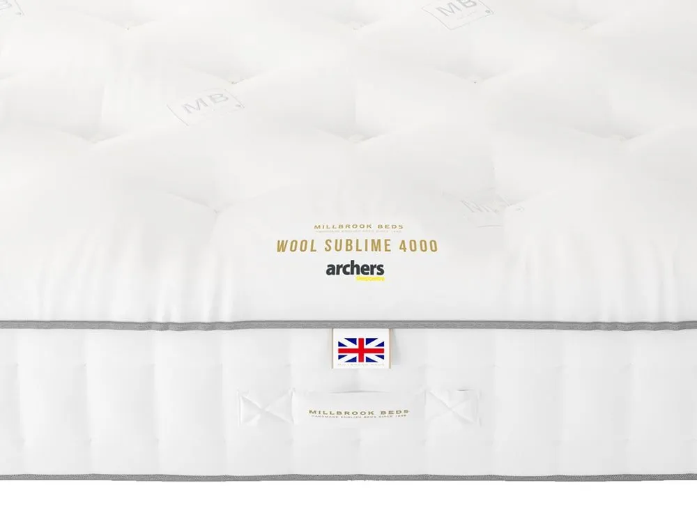 Millbrook Beds Millbrook Wool Sublime Pocket 4000 5ft King Size Divan Bed