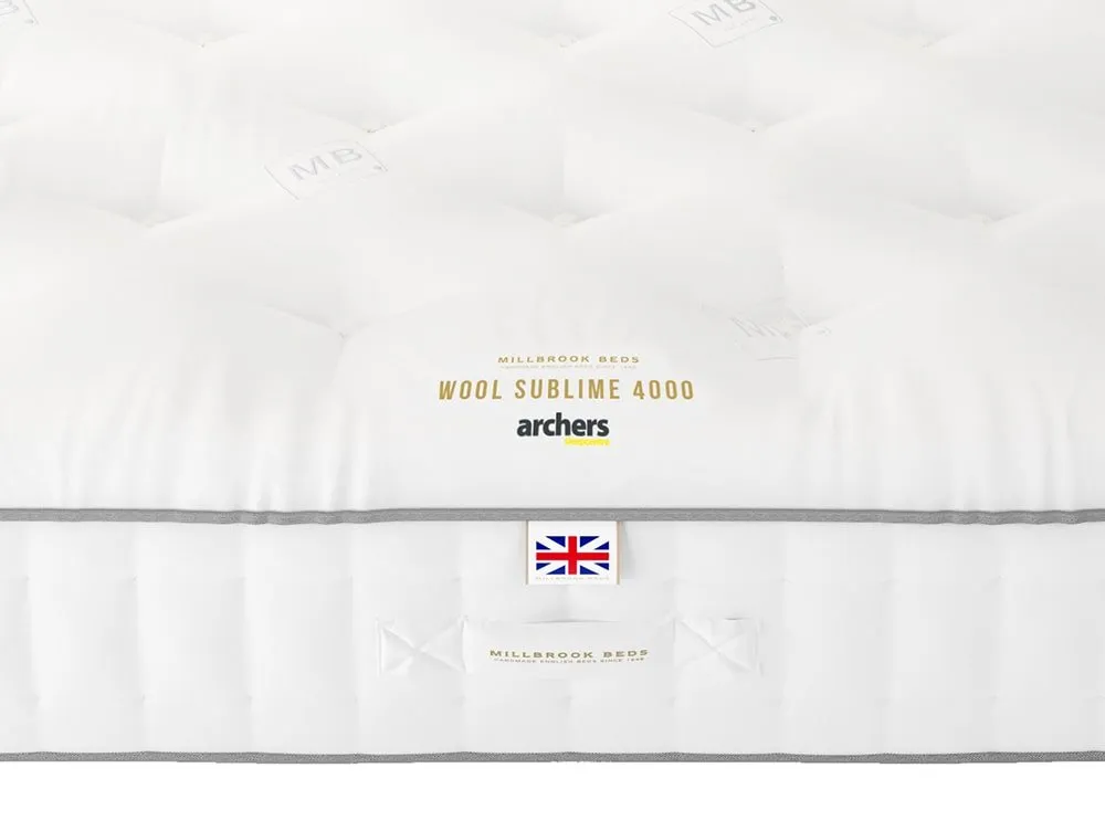 Millbrook Beds Millbrook Wool Sublime Pocket 4000 6ft Super King Size Divan Bed