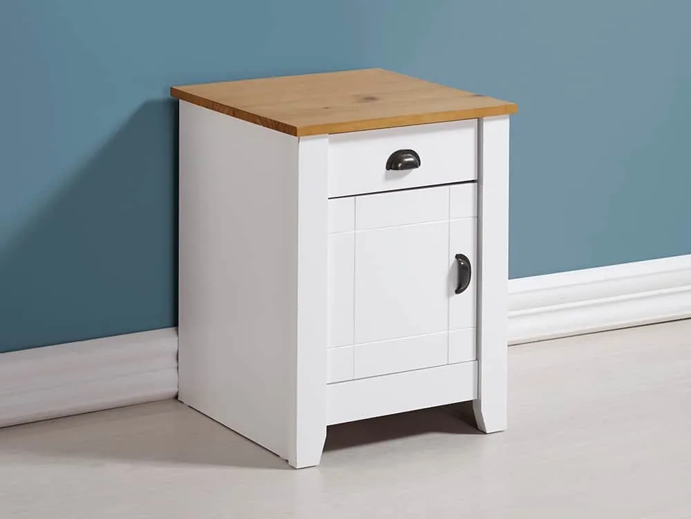 Seconique Seconique Ludlow White and Oak 1 Door 1 Drawer Bedside Table