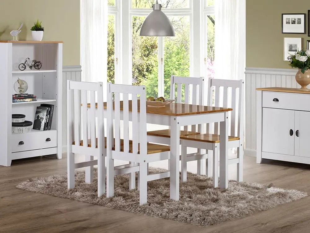 Seconique Seconique Ludlow White and Oak Dining Table and 4 Chair Set