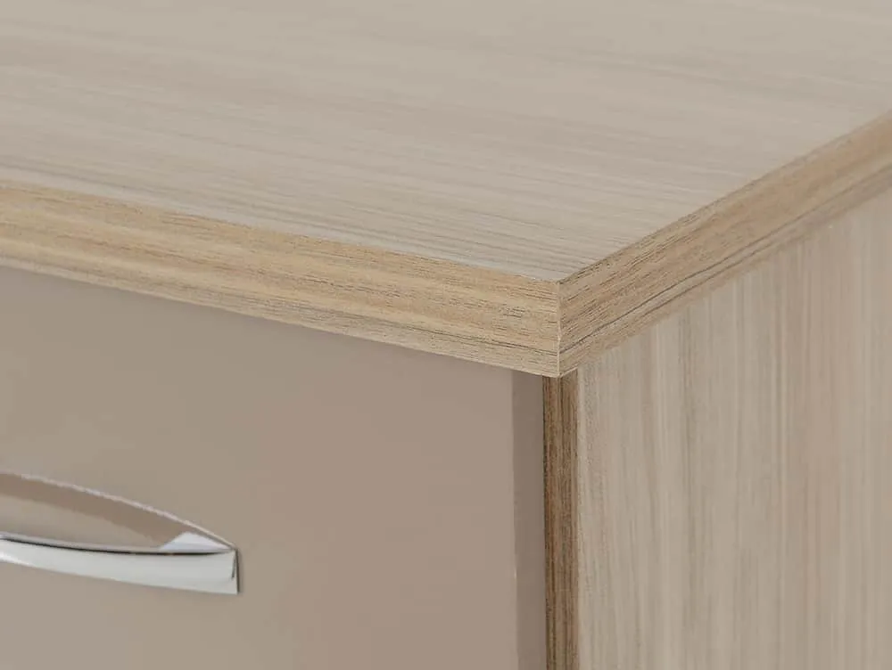 Seconique Seconique Nevada Oyster Gloss and Oak 3 Drawer Bedside Table