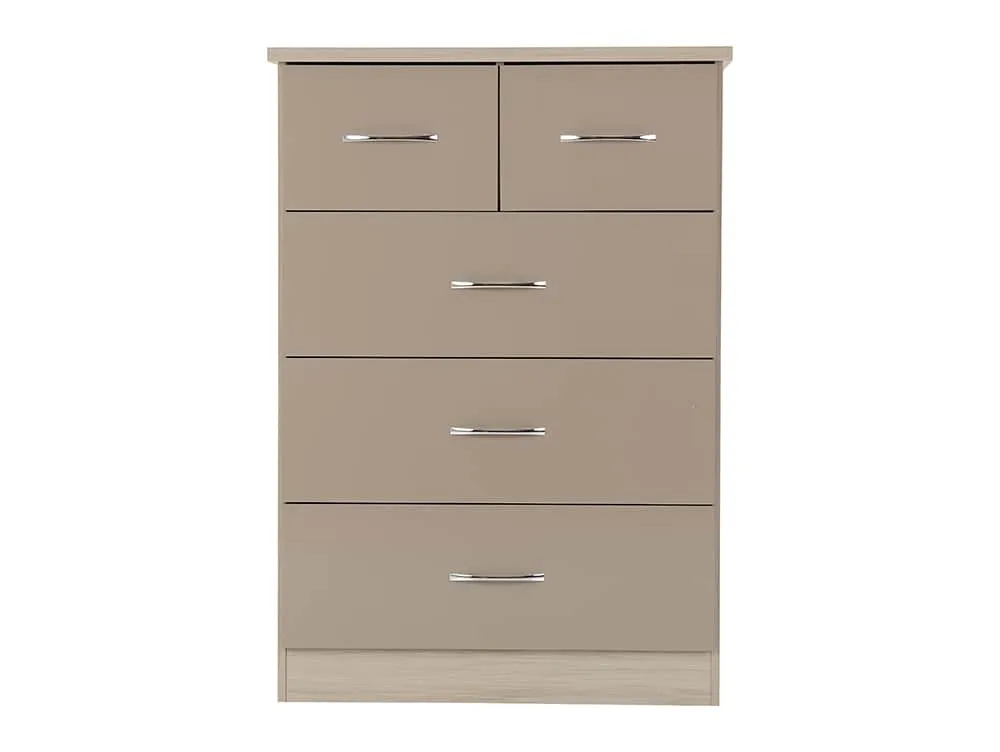 Seconique Seconique Nevada Oyster Gloss and Oak 3+2 Drawer Chest of Drawers