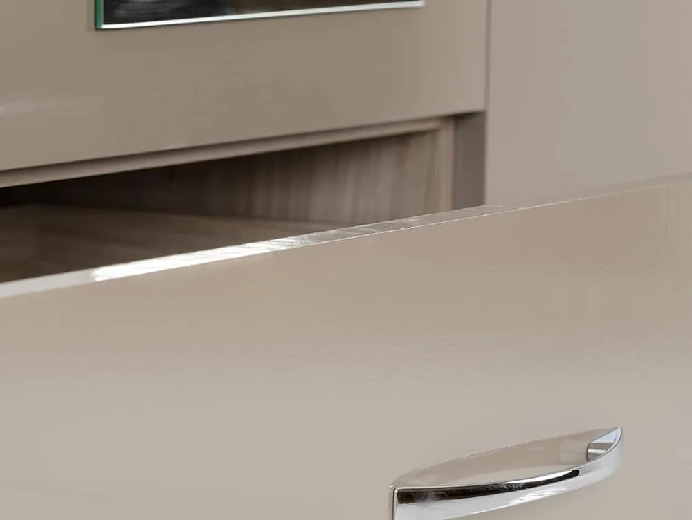 Seconique Seconique Nevada Oyster Gloss and Oak 4 Door 2 Drawer Mirrored Wardrobe