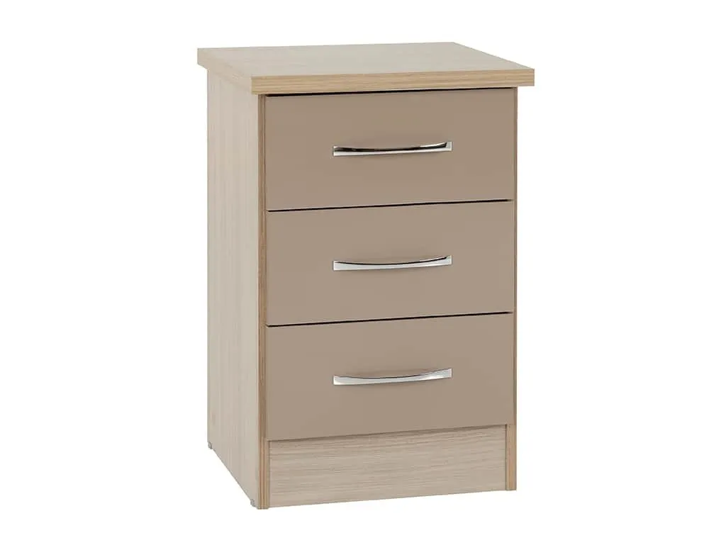 Seconique Seconique Nevada Oyster Gloss and Oak 4 Piece Bedroom Furniture Package