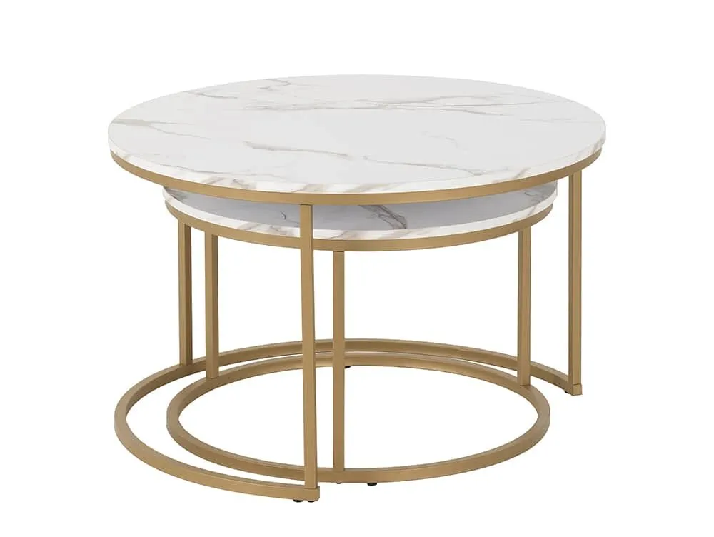Seconique Seconique Dallas Marble Effect Round Nest of Tables