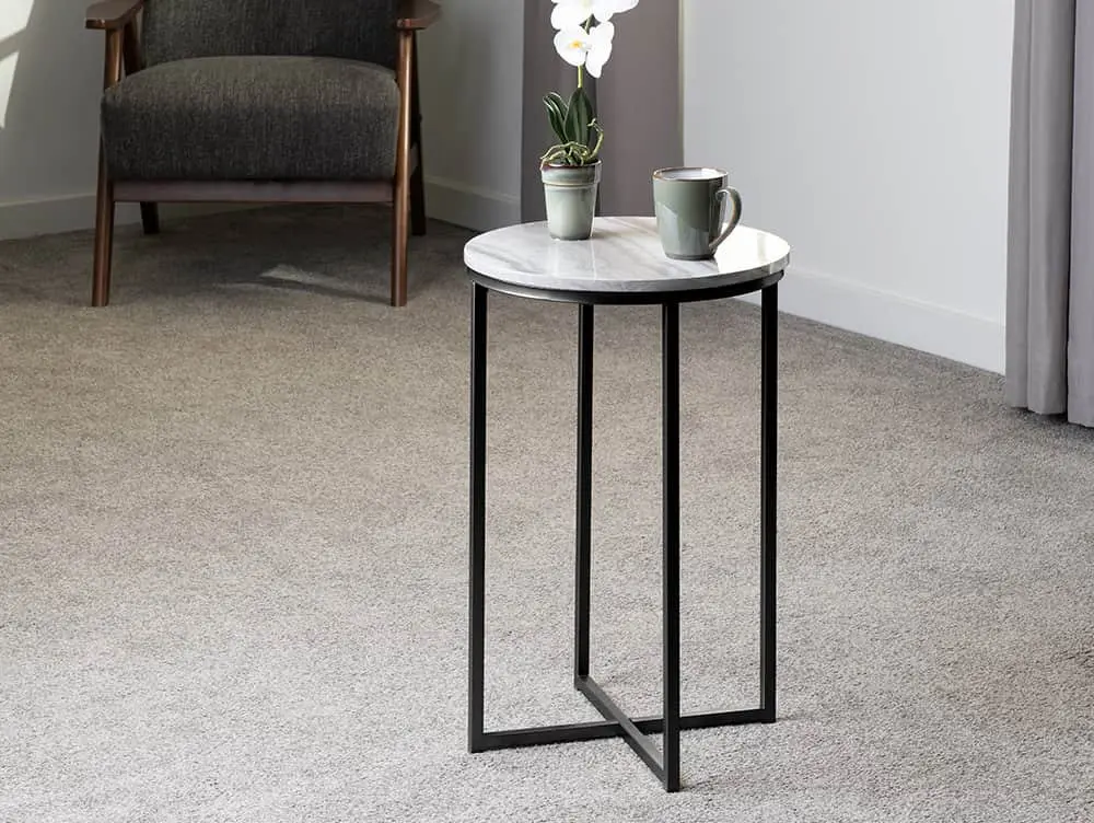 Seconique Seconique Dallas Marble Effect and Black Lamp Table