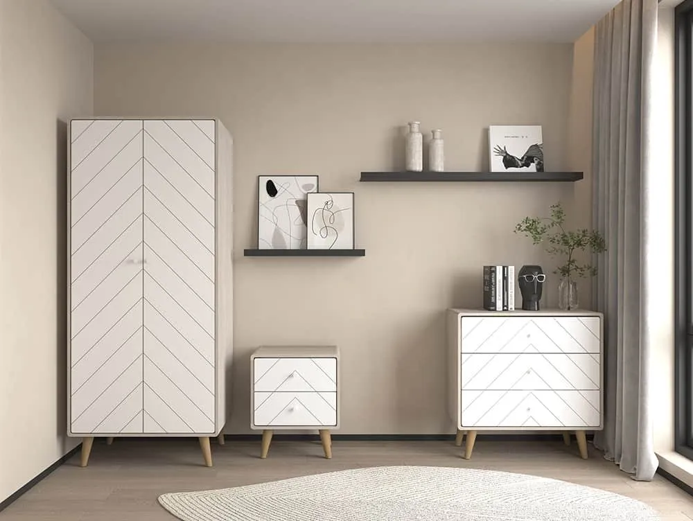 Seconique Seconique Dixie Grey and White 2 Door Double Wardrobe