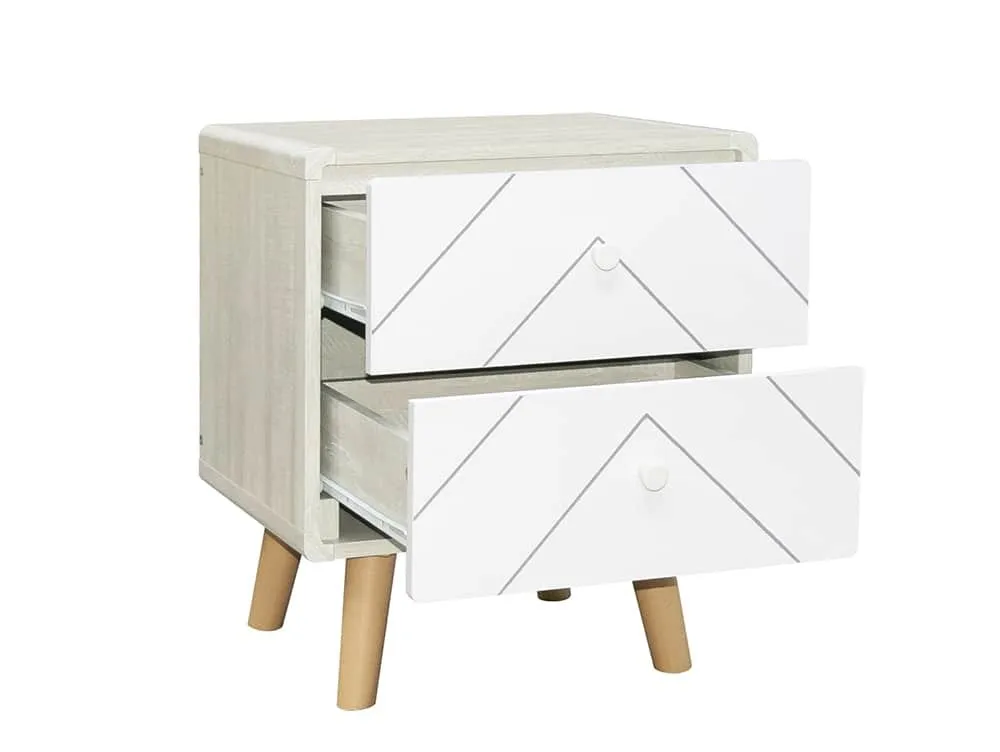 Seconique Seconique Dixie Grey and White 2 Drawer Bedside Table