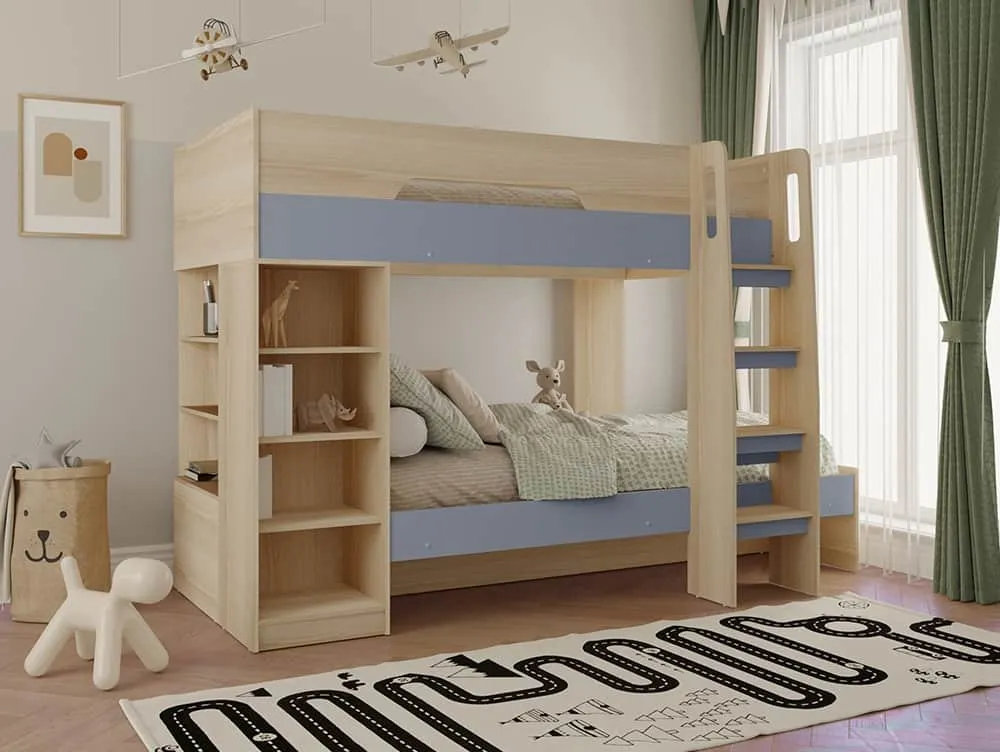 Seconique Seconique Pluto 3ft Grey and Oak Effect Wooden Bunk Bed Frame