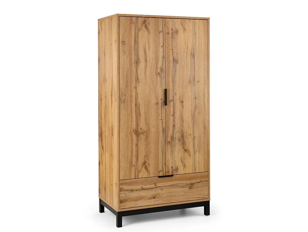 Julian Bowen Julian Bowen Bali Oak 2 Door 1 Drawer Wardrobe