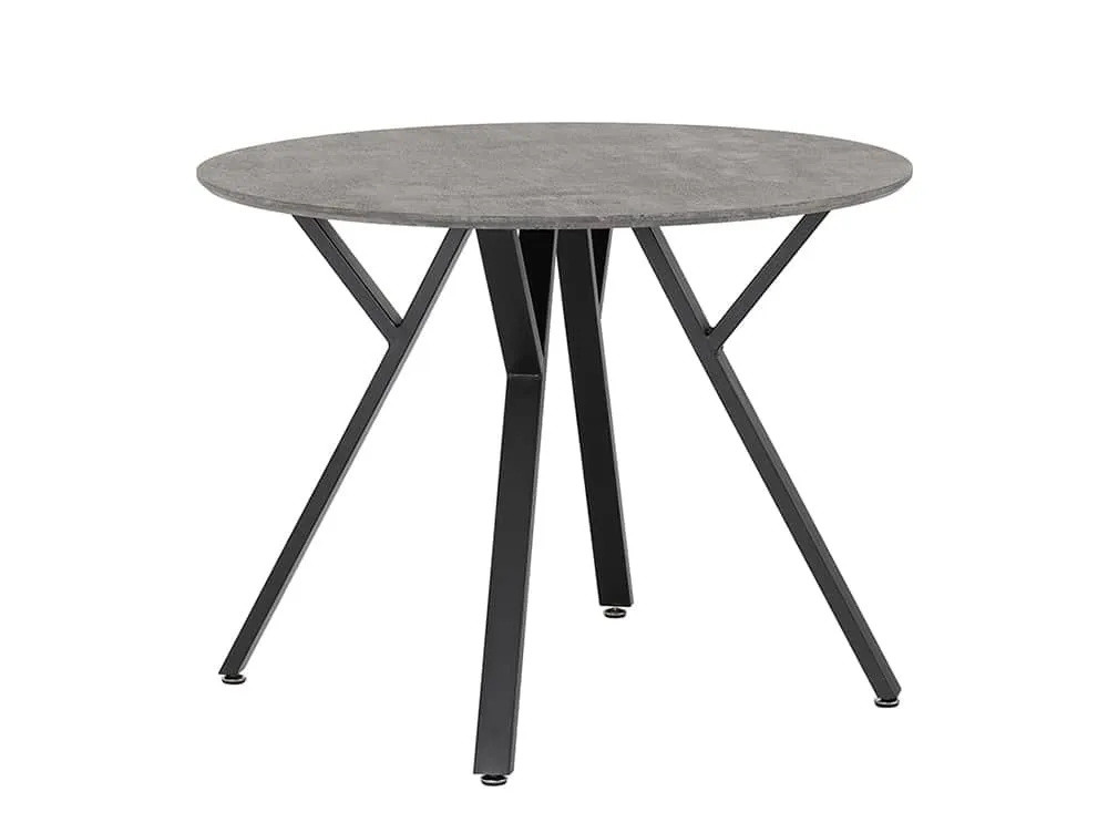 Seconique Seconique Athens Concrete Effect Round Dining Table with 4 Avery Blue Velvet Chairs