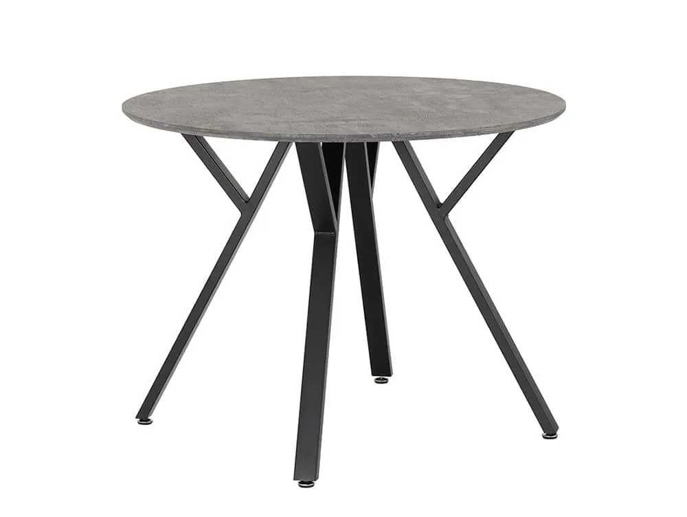 Seconique Seconique Athens Concrete Effect Round Dining Table with 4 Lukas Grey Velvet Chairs