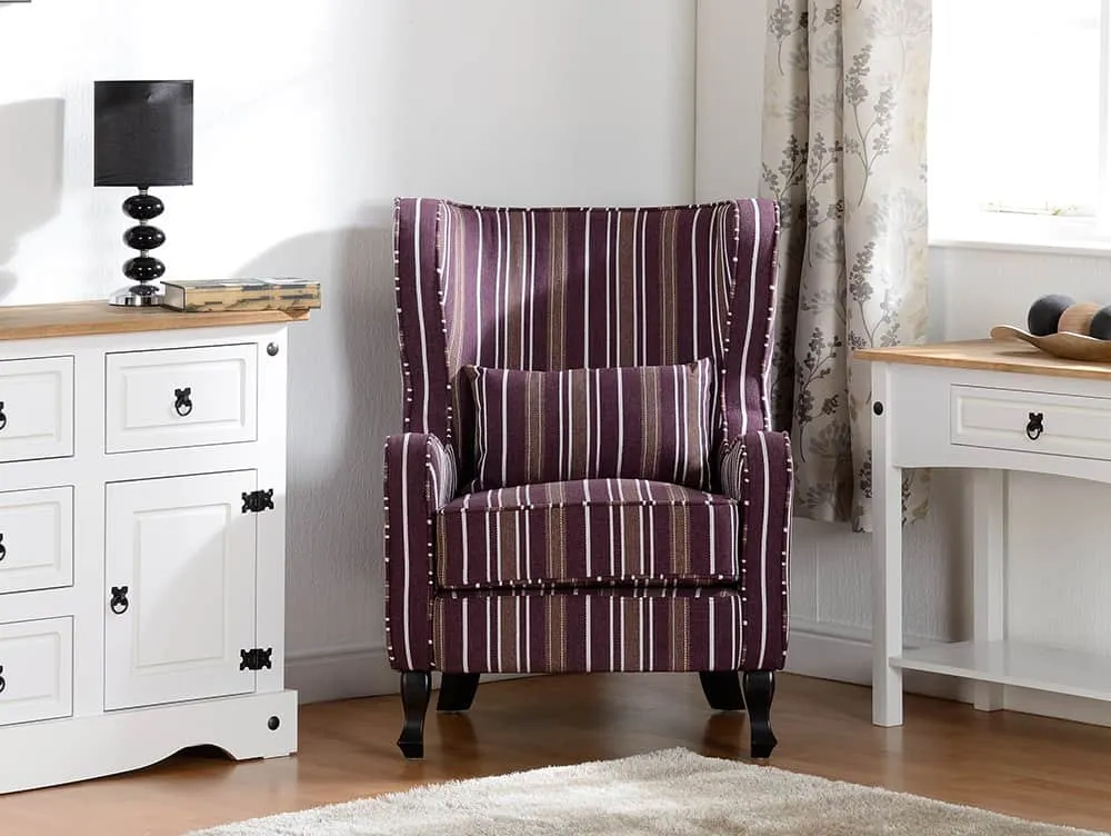 Seconique Seconique Sherborne Burgundy Stripe Fabric Arm Chair