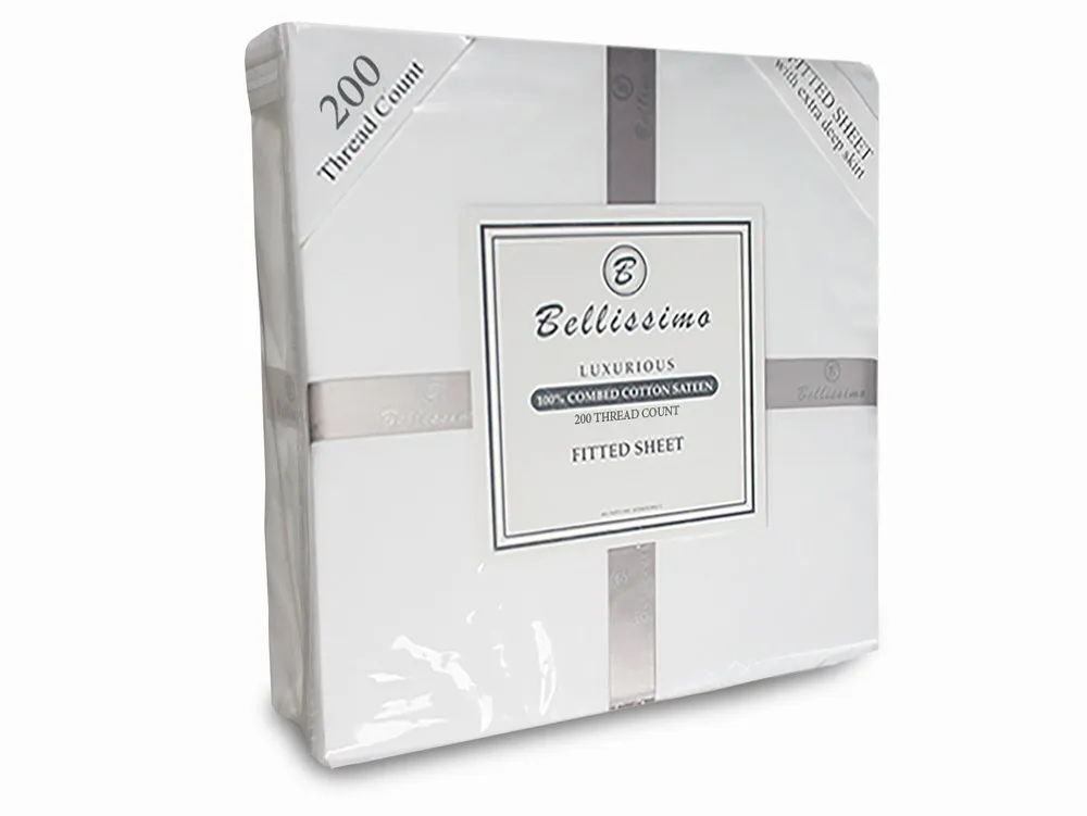 Harwood Textiles Harwood Textiles Bellissimo 200TC Extra Deep White Fitted Sheet