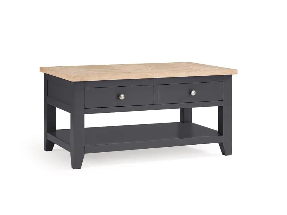 Julian Bowen Julian Bowen Bordeaux Grey and Oak Wooden 2 Drawer Coffee Table (Assembled)