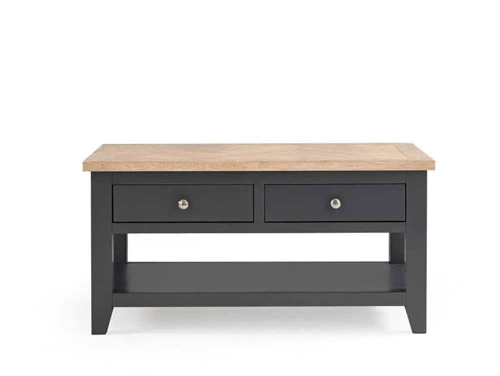 Julian Bowen Julian Bowen Bordeaux Grey and Oak Wooden 2 Drawer Coffee Table (Assembled)