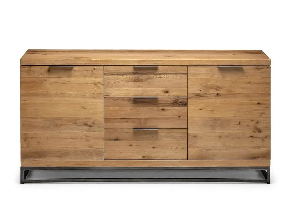 Julian Bowen Julian Bowen Brooklyn Oak Wooden 2 Door 3 Drawer Sideboard