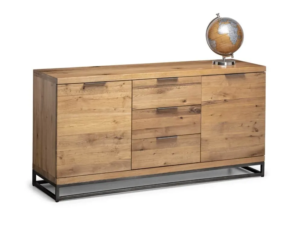 Julian Bowen Julian Bowen Brooklyn Oak Wooden 2 Door 3 Drawer Sideboard