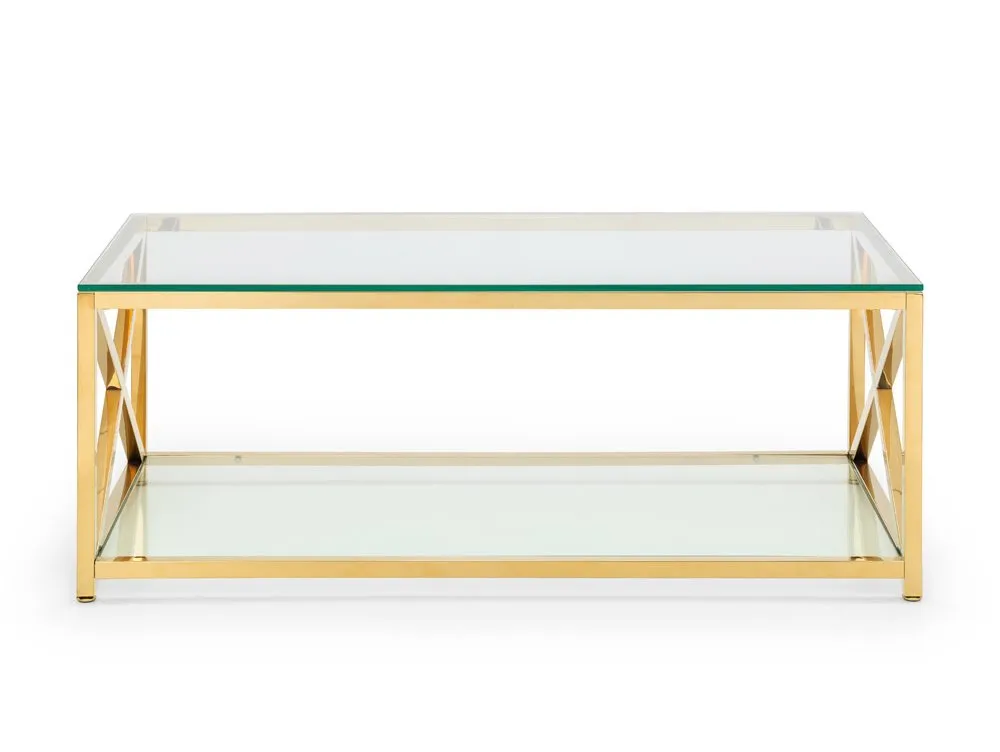 Julian Bowen Julian Bowen Miami Glass and Gold Coffee Table