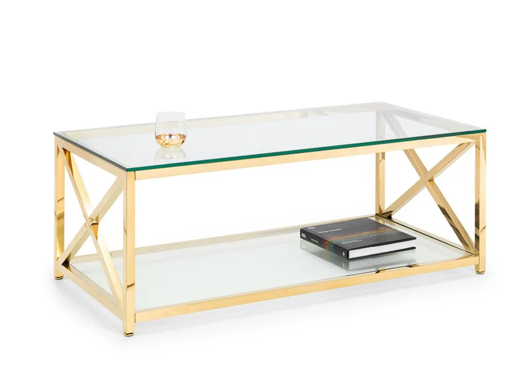 Julian Bowen Julian Bowen Miami Glass and Gold Coffee Table