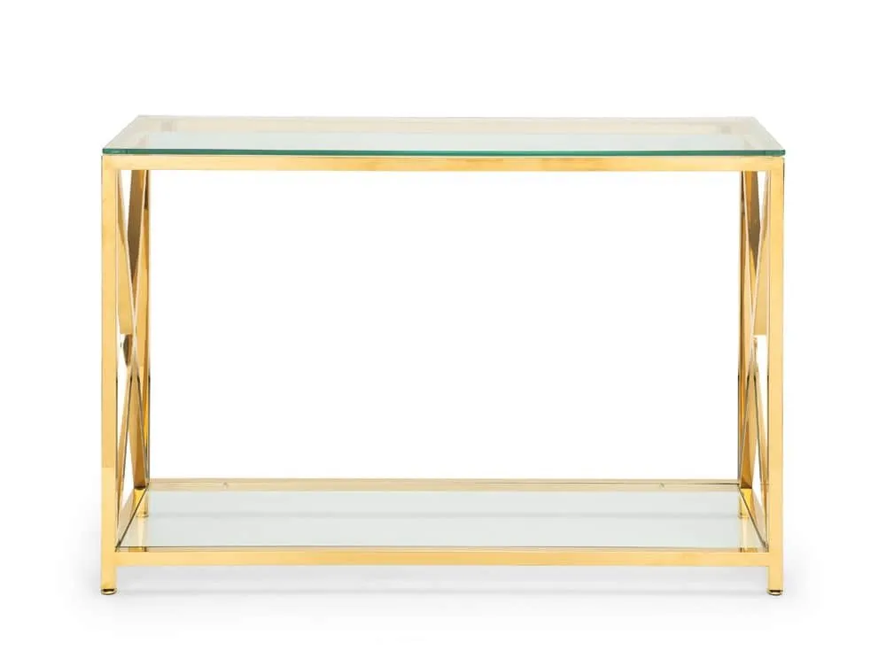 Julian Bowen Julian Bowen Miami Glass and Gold Console Table