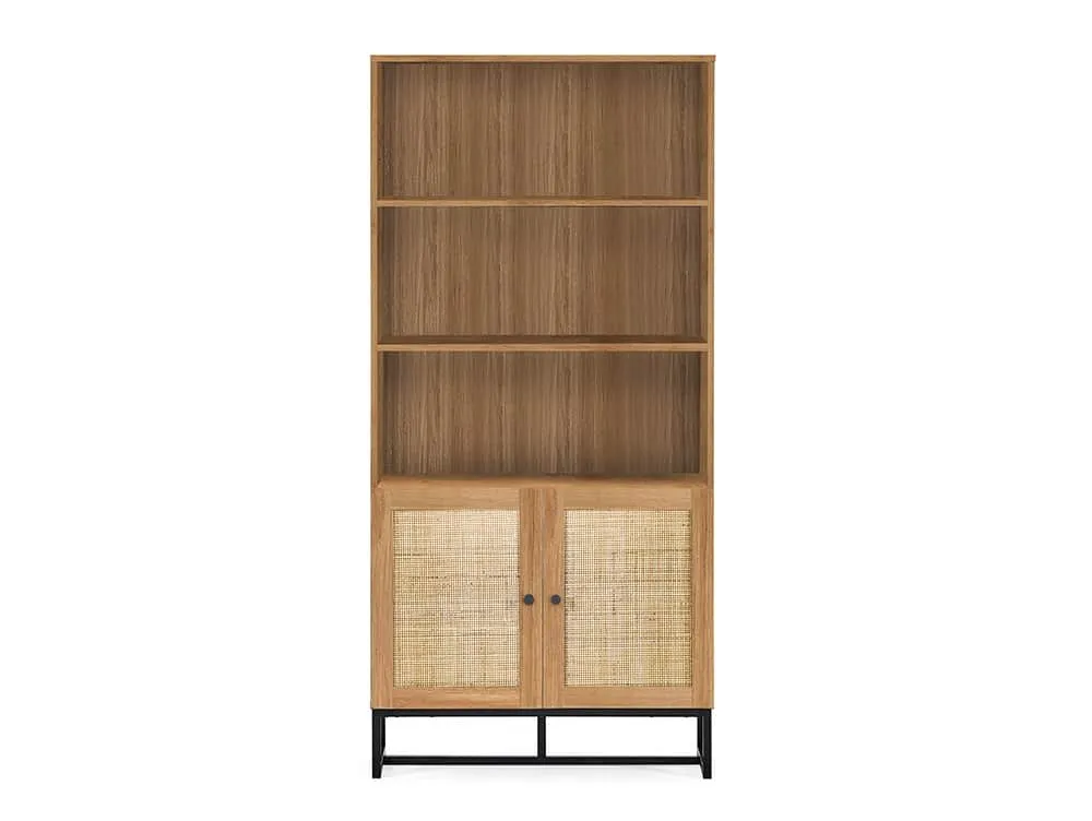 Julian Bowen Julian Bowen Padstow Rattan and Oak 2 Door Bookcase