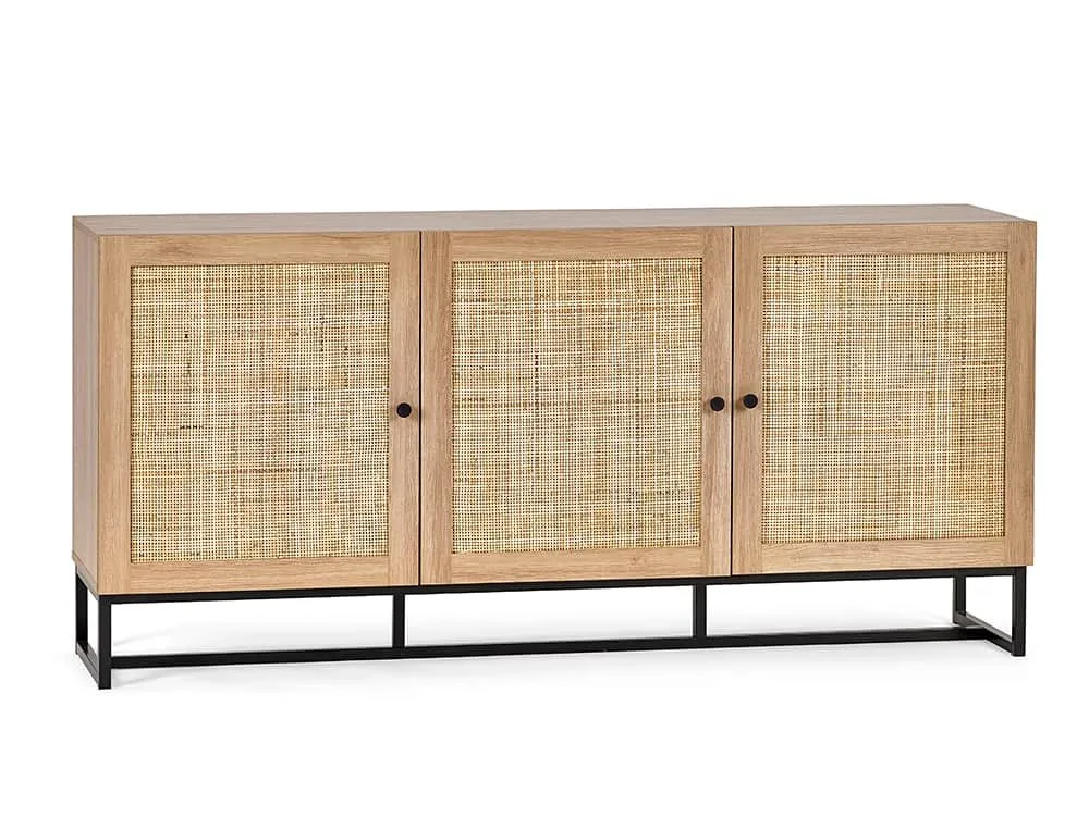 Julian Bowen Julian Bowen Padstow Rattan and Oak 3 Door Sideboard