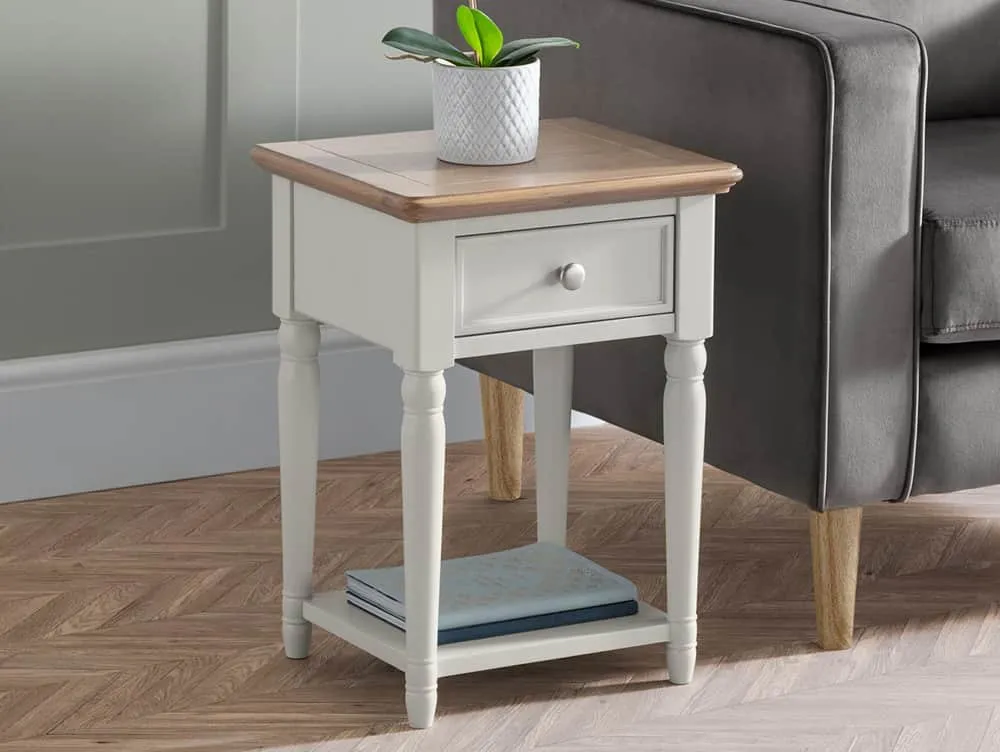 Julian Bowen Julian Bowen Provence Grey and Oak 1 Drawer Lamp Table (Assembled)