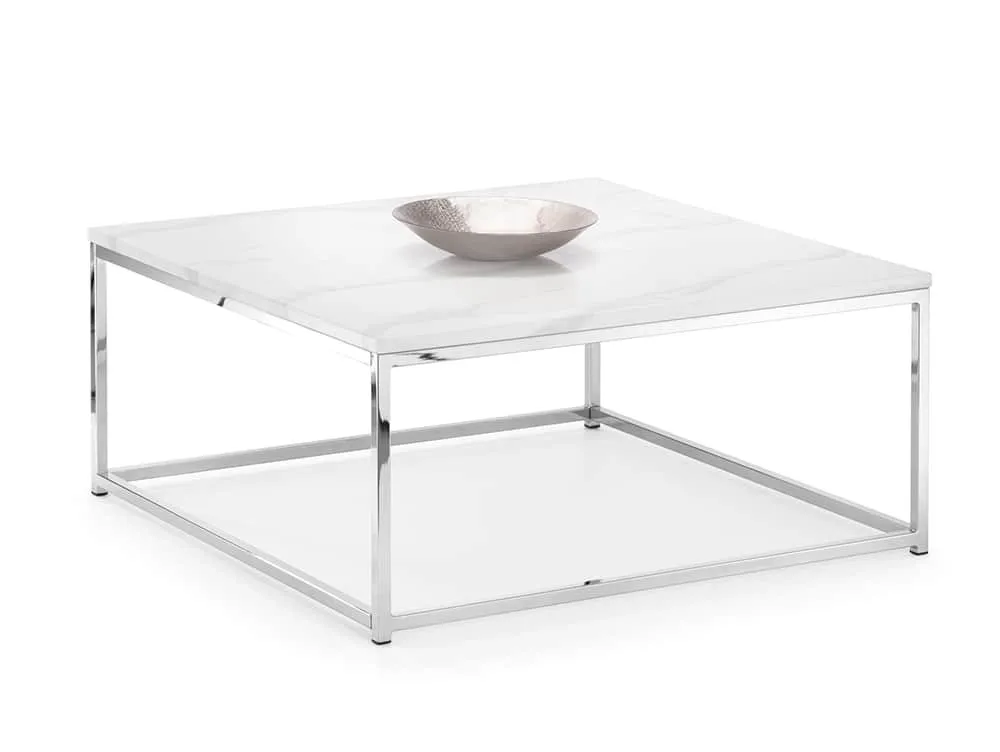 Julian Bowen Julian Bowen Scala Marble Effect and Chrome Coffee Table