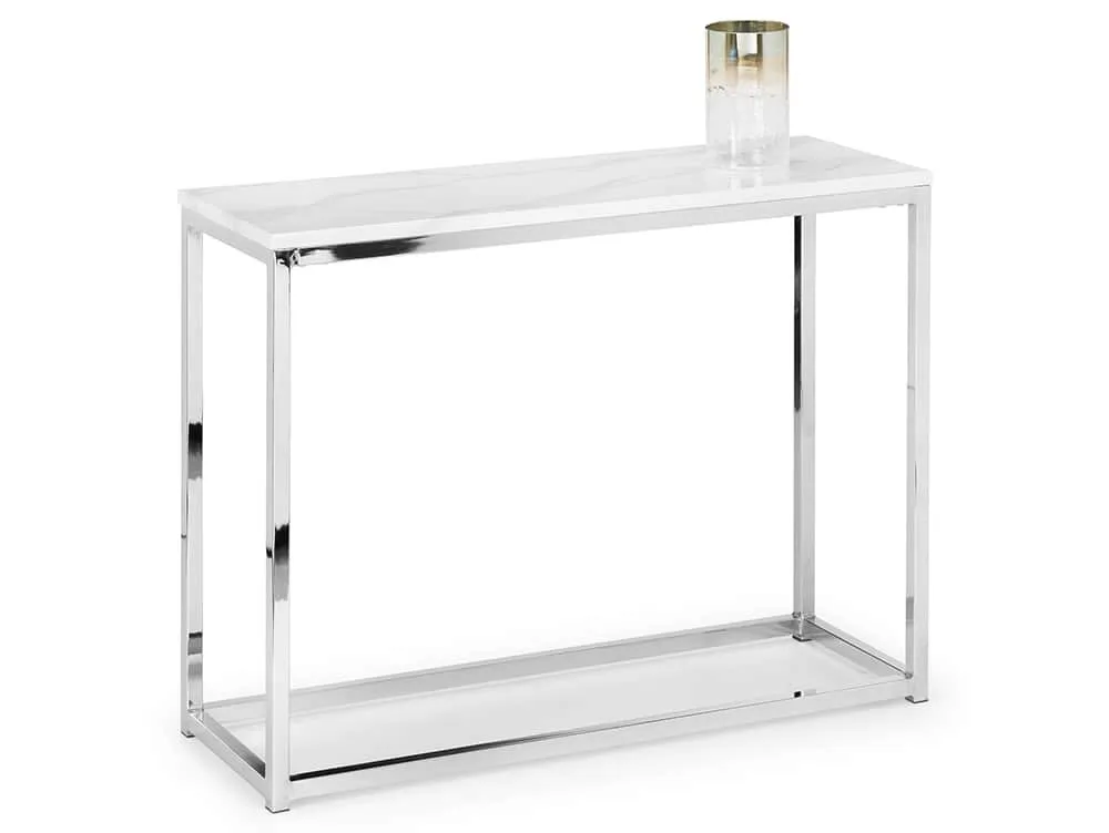 Julian Bowen Julian Bowen Scala Marble Effect and Chrome Console Table