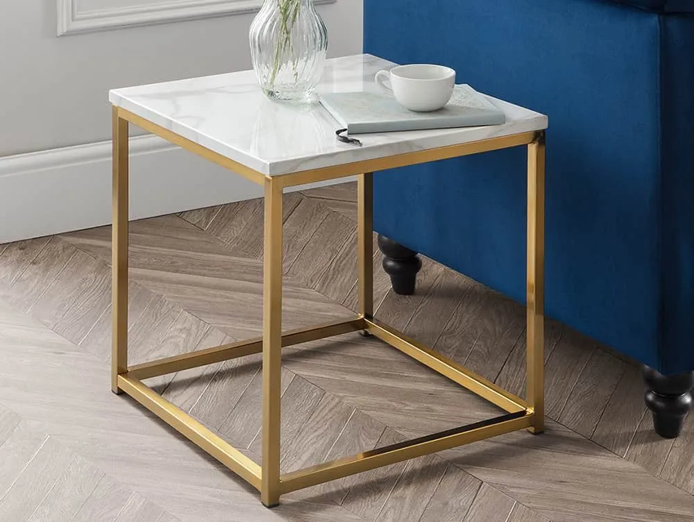 Julian Bowen Julian Bowen Scala Marble Effect and Gold Lamp Table