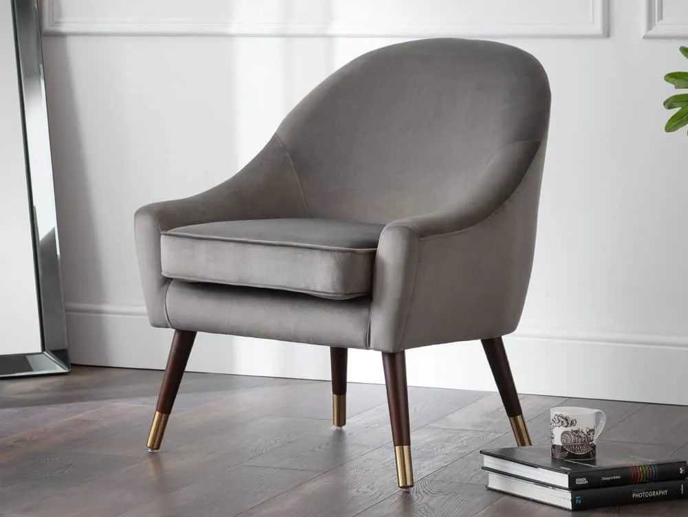 Julian Bowen Julian Bowen Elliot Grey Velvet Arm Chair