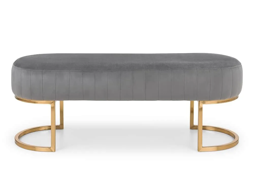 Julian Bowen Julian Bowen Harrogate Grey Velvet and Gold Fabric Bench