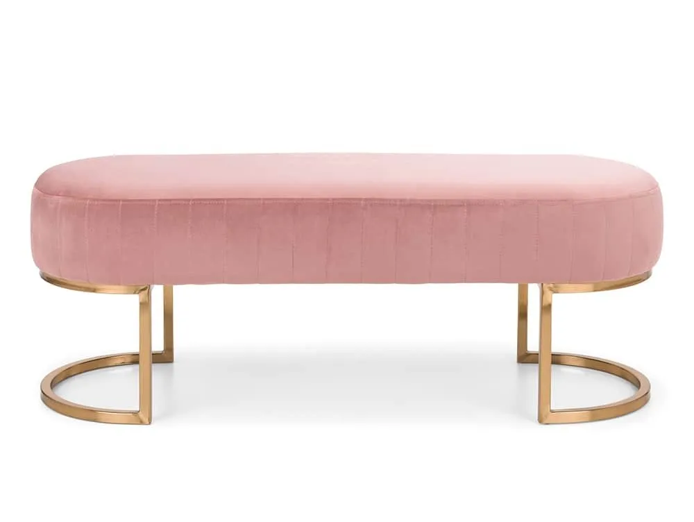 Julian Bowen Julian Bowen Harrogate Pink Velvet and Gold Fabric Bench