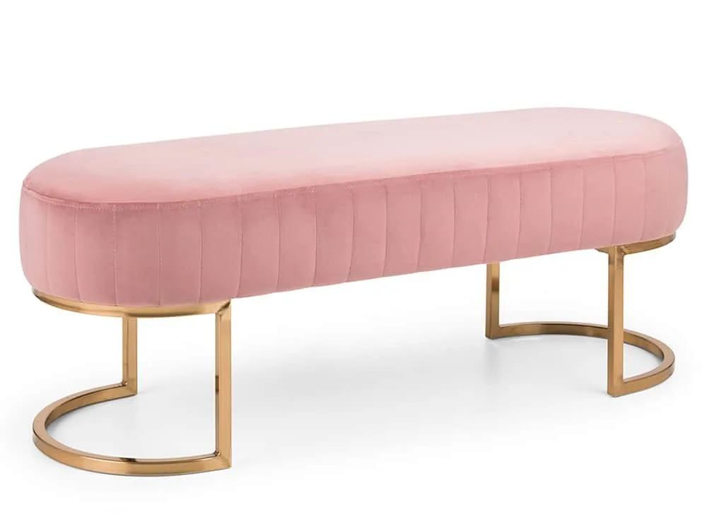 Julian Bowen Julian Bowen Harrogate Pink Velvet and Gold Fabric Bench