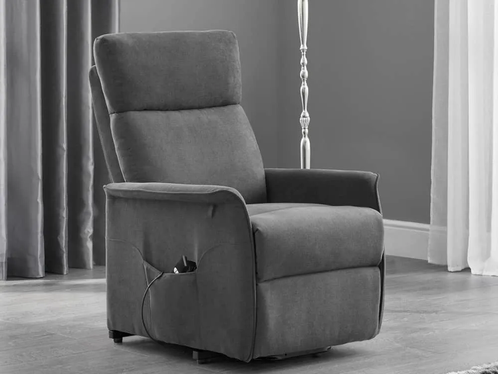 Julian Bowen Julian Bowen Helena Single Motor Charcoal Velvet Riser Recliner Chair