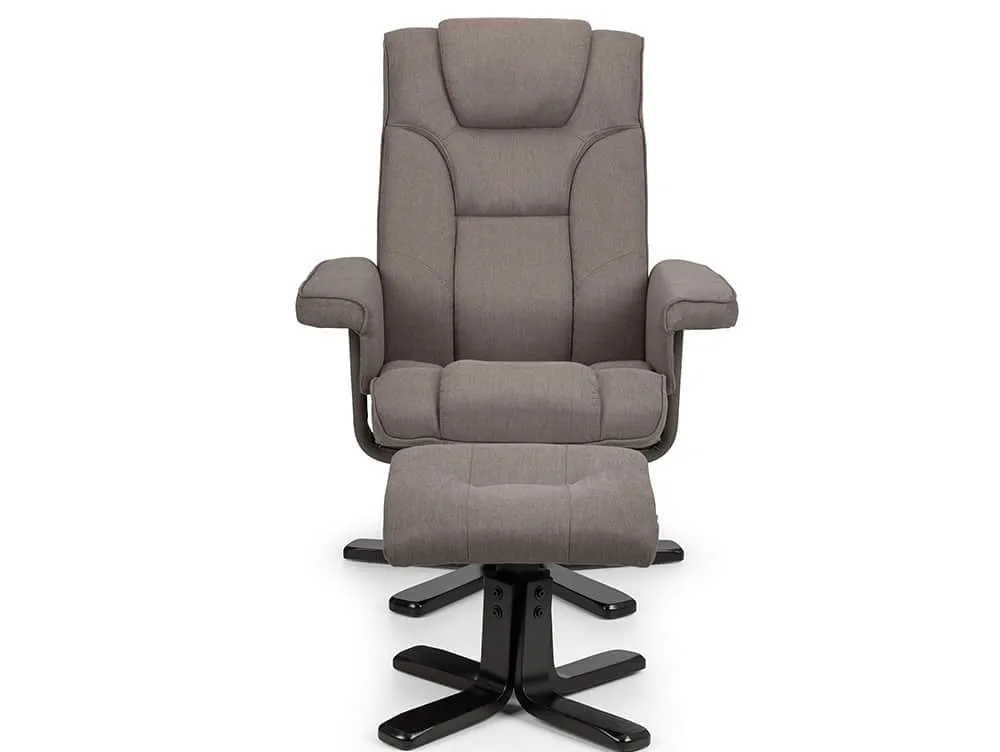 Julian Bowen Julian Bowen Malmo Grey Fabric Recliner Chair with Footstool