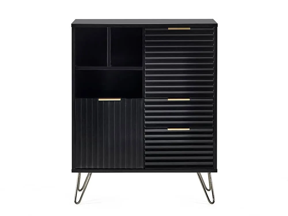 Julian Bowen Julian Bowen Murano Black and Gold 2 Door 2 Drawer Sideboard