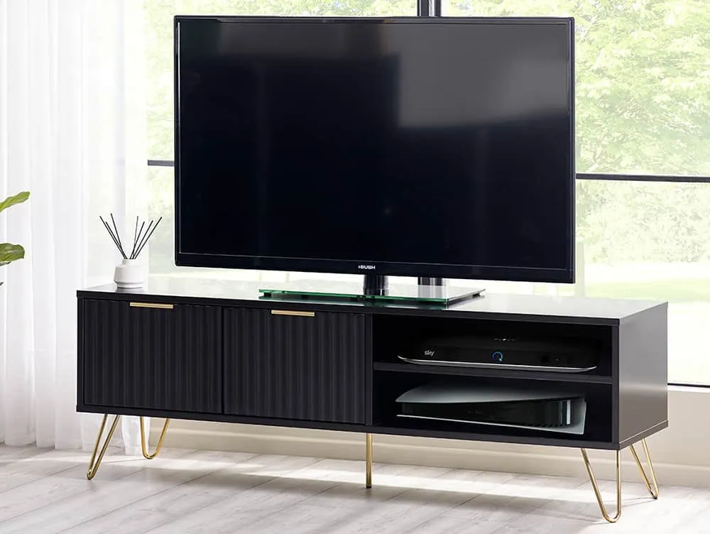 Julian Bowen Julian Bowen Murano Black and Gold 2 Door TV Cabinet