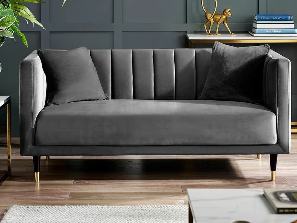 Julian Bowen Salma Grey Velvet 2 Seater Sofa