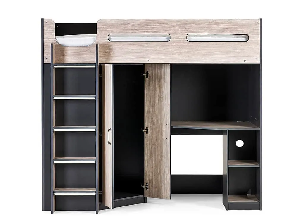 Julian Bowen Julian Bowen Hercules Woodgrain and Anthracite High Sleeper Bed Frame
