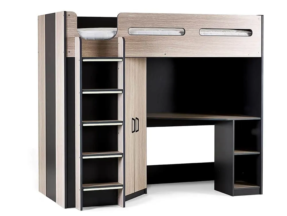 Julian Bowen Julian Bowen Hercules Woodgrain and Anthracite High Sleeper Bed Frame