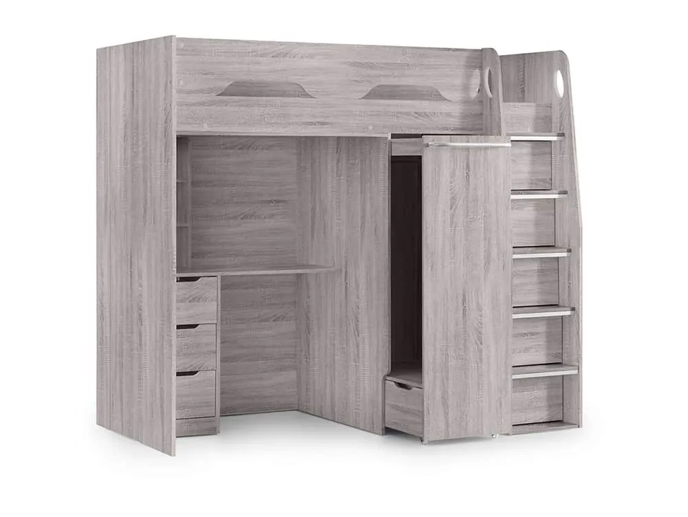 Julian Bowen Julian Bowen Pegasus Grey Oak Wooden High Sleeper Bed Frame