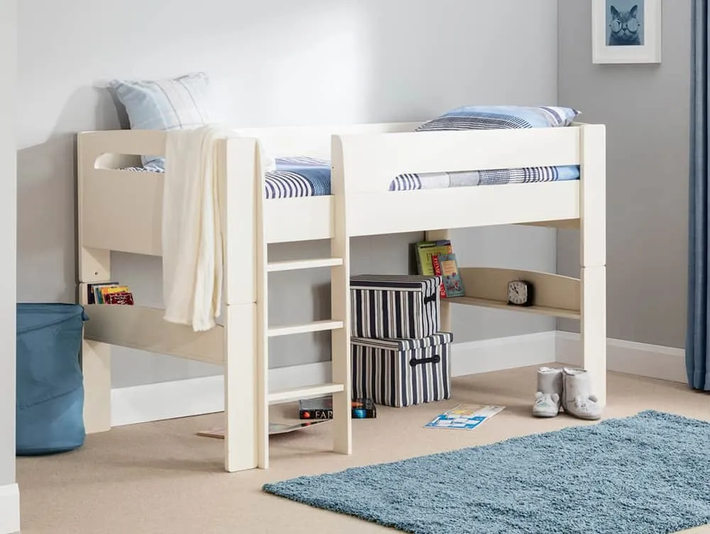 Julian Bowen Julian Bowen Pluto 3ft Single White Wooden Mid Sleeper Bed Frame