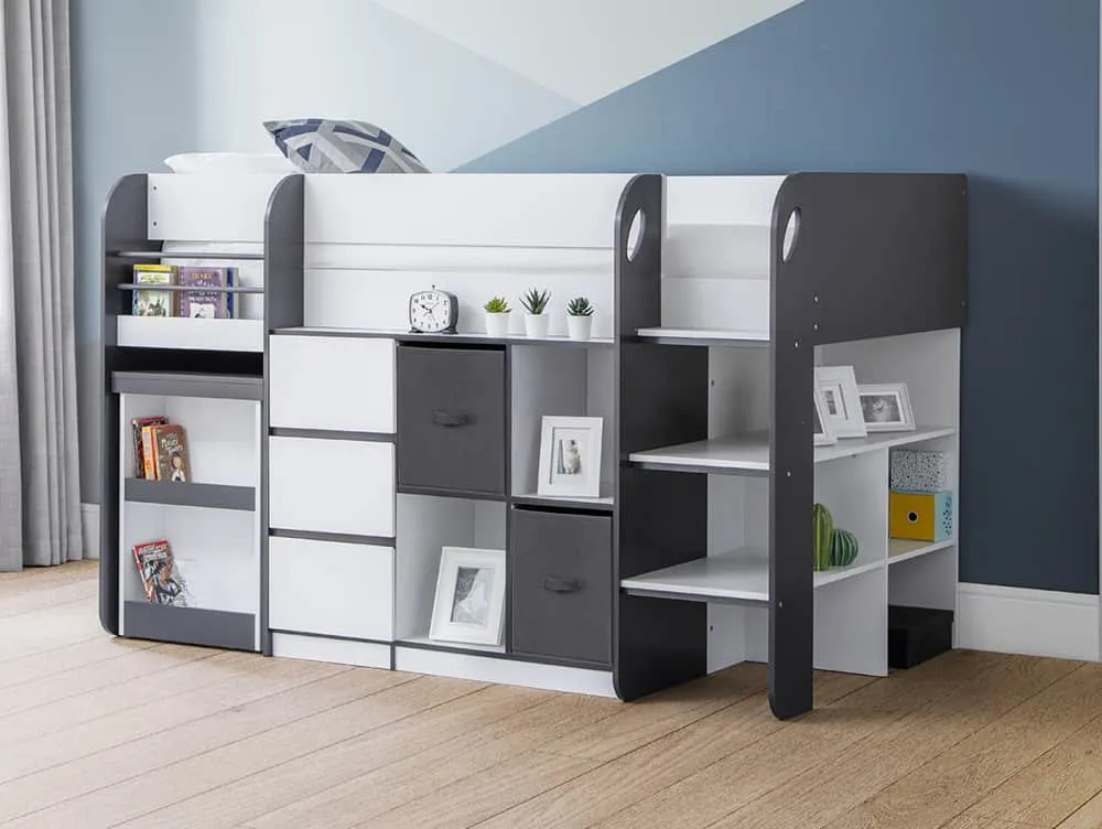 Julian Bowen Julian Bowen Saturn Charcoal and White Mid Sleeper Bed Frame