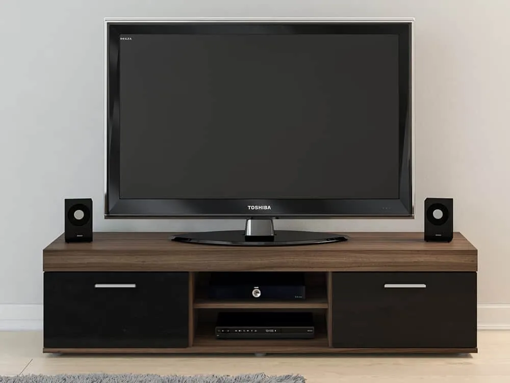 Birlea Furniture & Beds Birlea Edgeware Walnut and Black High Gloss TV Unit