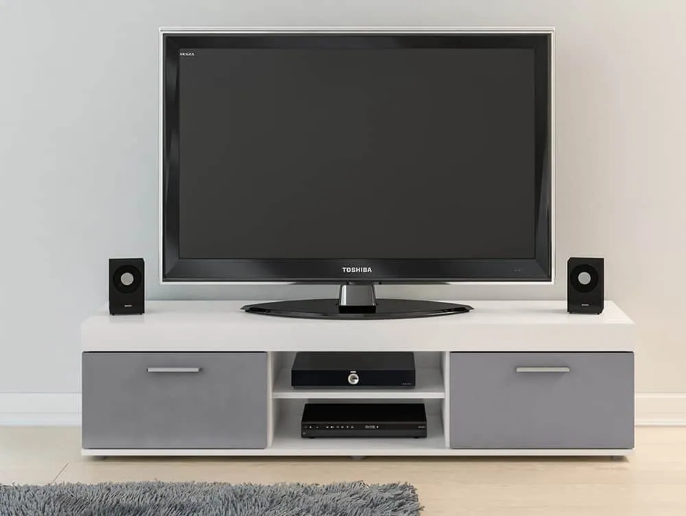 Birlea Furniture & Beds Birlea Edgeware White and Grey High Gloss TV Unit